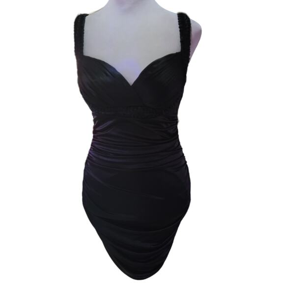 Love Tease Junior Girls Black Bodycon Dress - Size 3 Jr Flattering Vamp Slinky - Picture 1 of 7